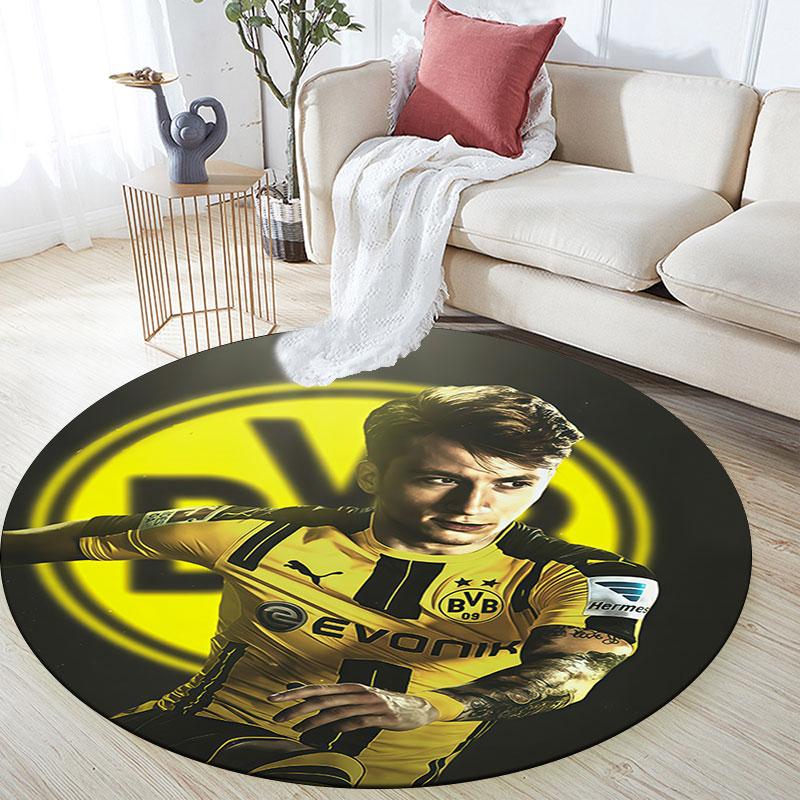 Marco Reus Printed Round Rug, Non Slip Washable Circular Carpet For Living Room Bedroom Playroom, Sports Fan Decor, Holiday Birthday Gift