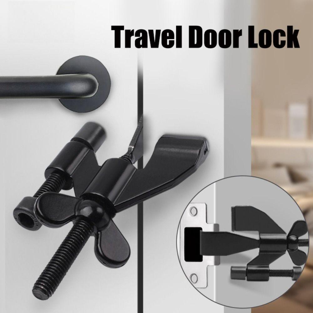 Adjustable Travel Door Lock Stainless Steel Heavy Duty Door Stopper Portable Lightweight Butterfly Door Stopper Home & Apartment
