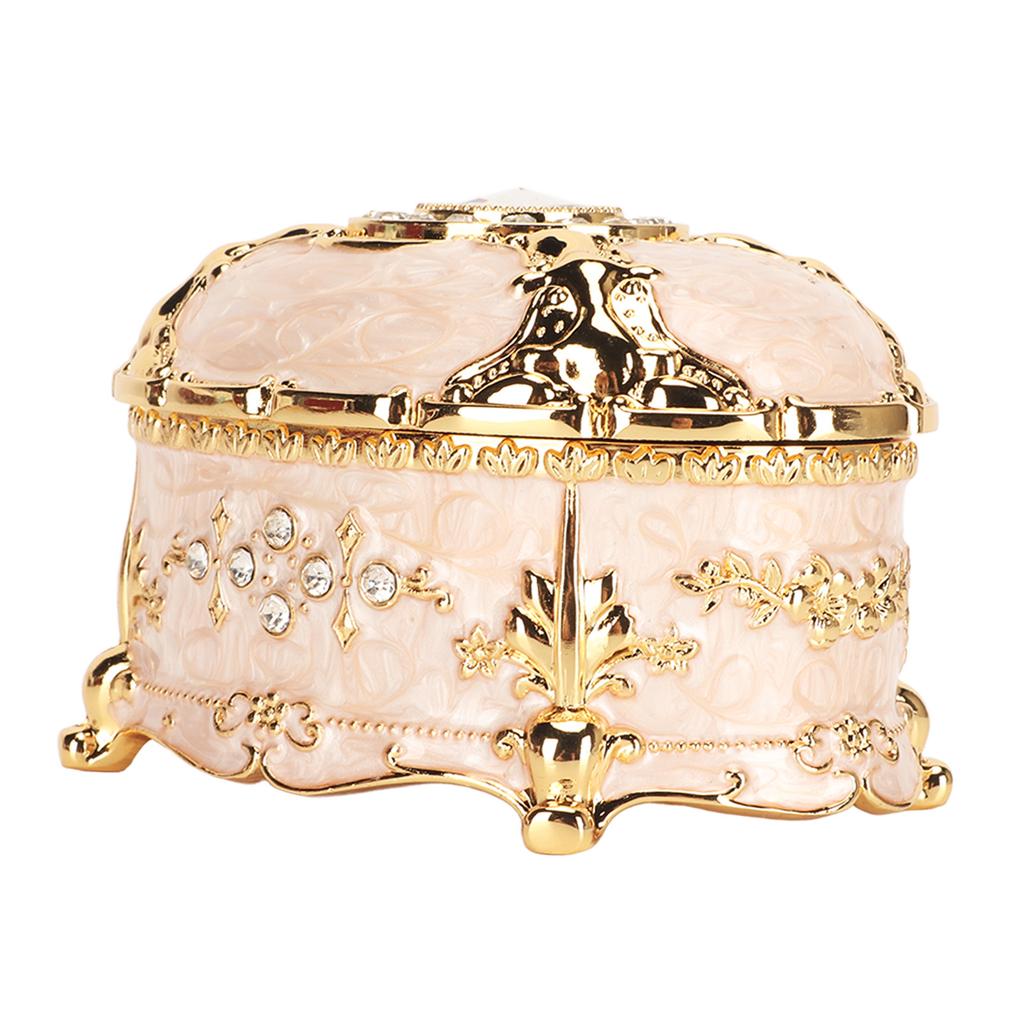 Vintage Jewelry Box Oval Trinket Metal Decorative Rings Necklace Organizer Box for Women Girls