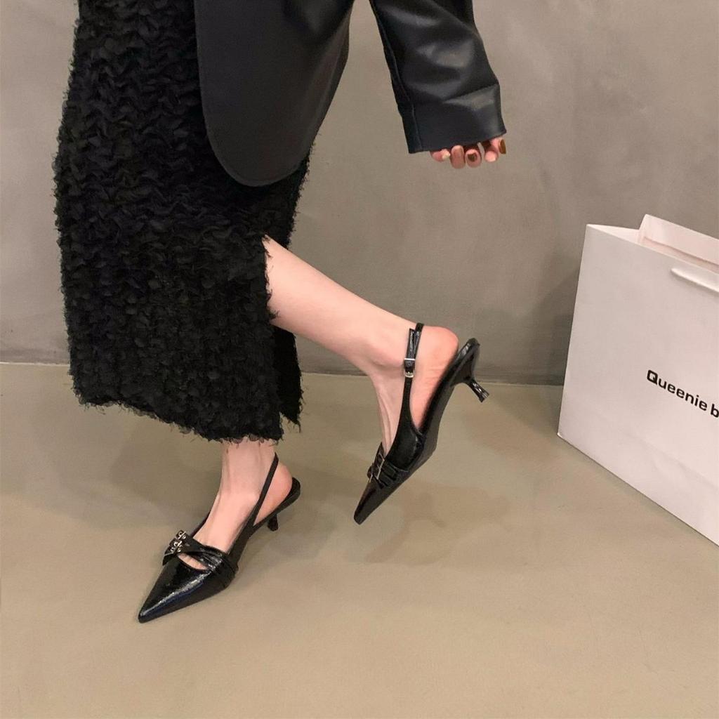 Niche High Heels Red Bag Head Sandals Fairy Shoes 2025 New Spring and Summer Black French Pointed Single Shoes