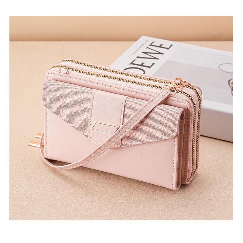 Новый кошелек женский корейский многокарточный двухслойный молния один плечевой кроссбоди сумка большой емкости женские кошельки MIT