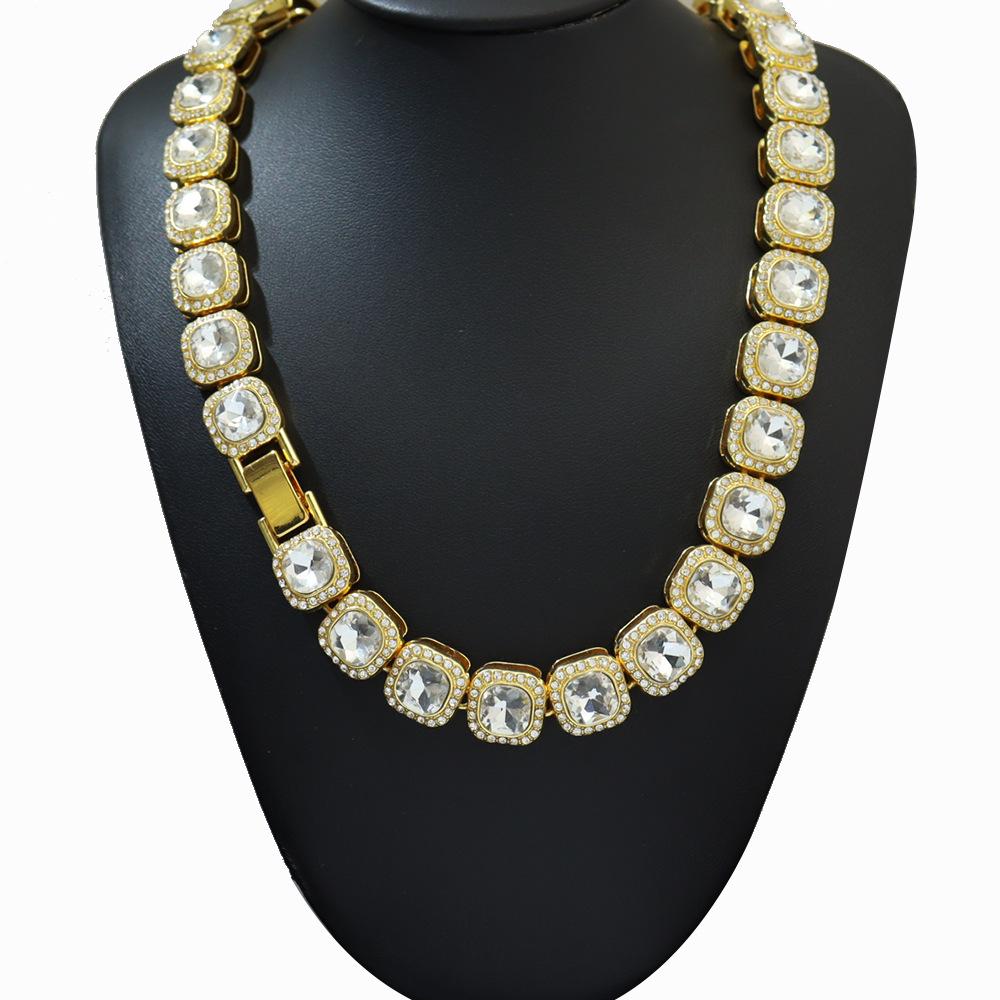 13mm Rock Candy Full Diamond Clavicle Necklace - Men's Geometric Punk Hip-hop Accessory