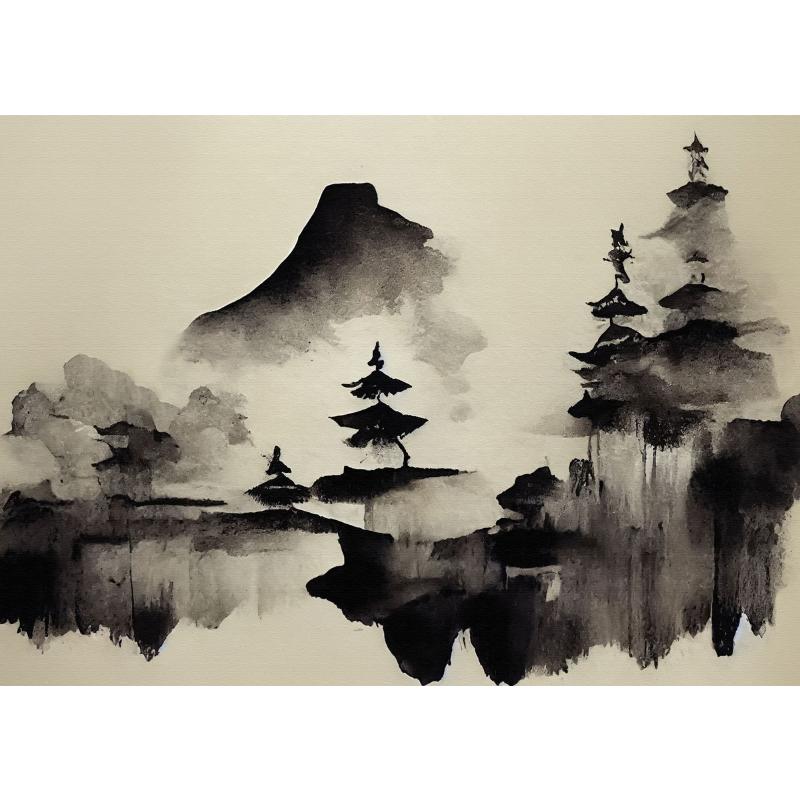 Китайский пейзаж Пара Птицы Лес Гора Река Кои Карп Рыба Искусство Плакат Печать Картина на холсте Настенная картина Декор для дома
