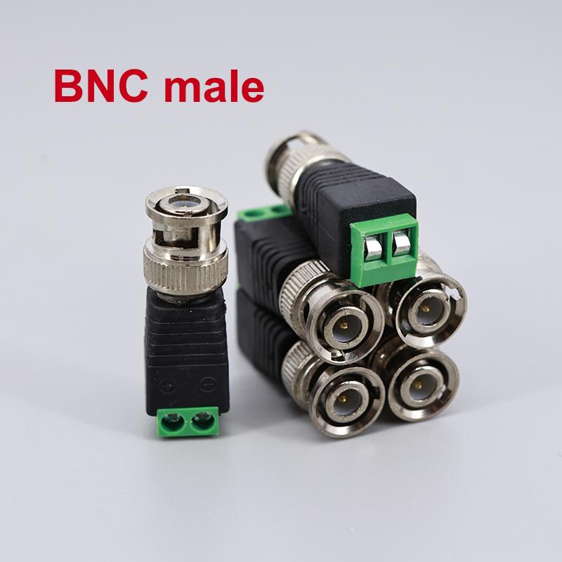 10pcs/lot BNC Connector Male Coax Cat5 DC Adapter Balun Connector for CCTV Camera Accessories