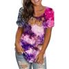 Summer Round Neck 3D Tie Dye Ink Floral Print Top Fashionable Casual Short Sleeved Women's T-shirts