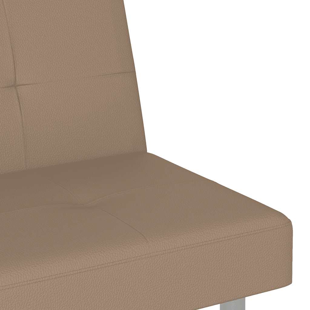 Sofa Bed with Drink Holders Cappuccino Faux Leather