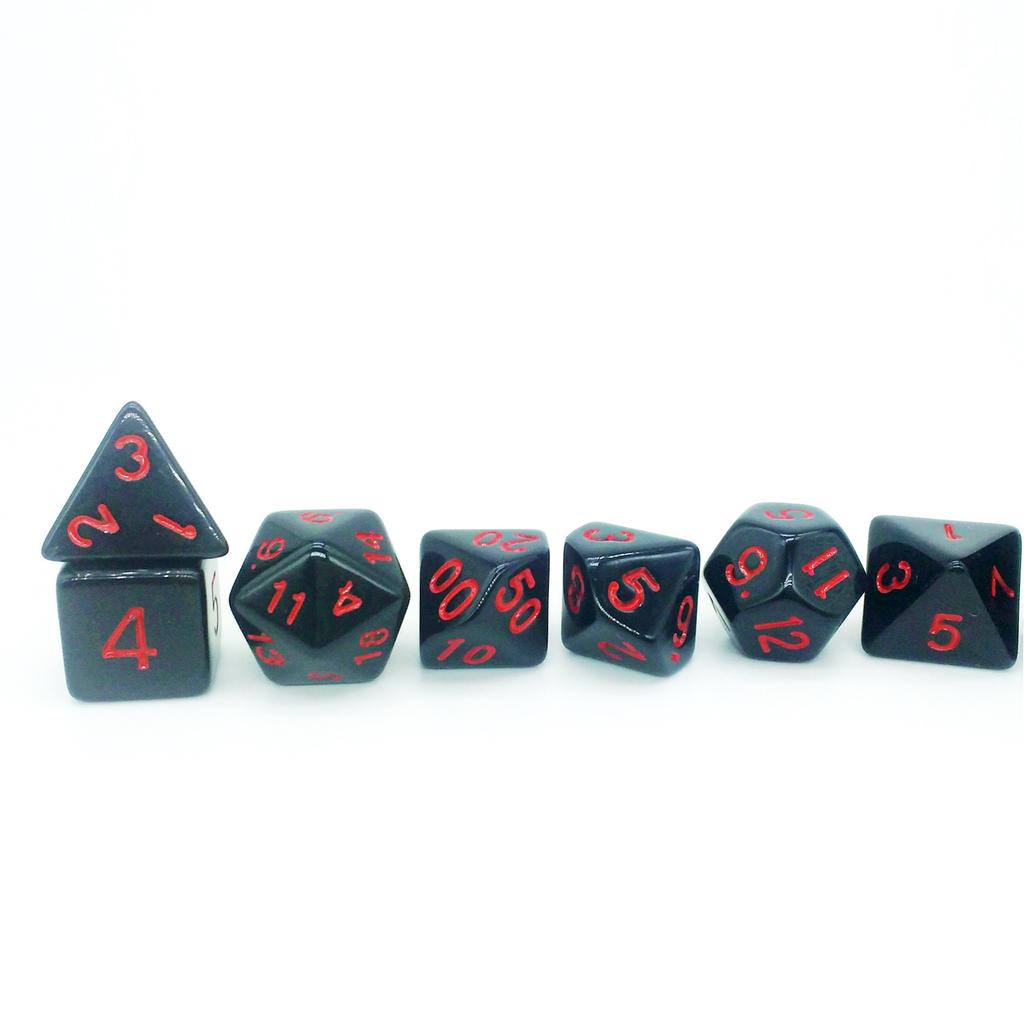 7pcs/lot Black Red Dice Set Double-colors Polyhedral Dice D4 D6 D8 D10 D% D12 D20 Game Dice
