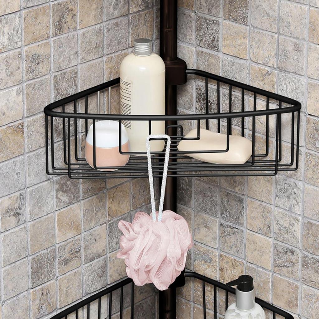 PRİMANOVA Алюминиевая 3-х уровневая угловая полка с пружинным механизмом - черная