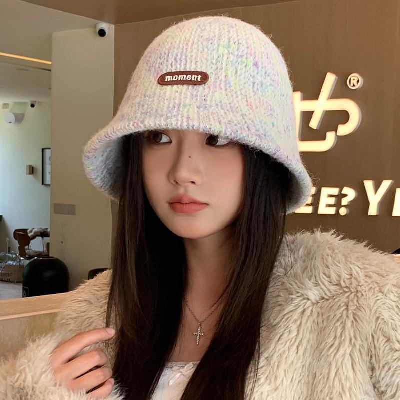 New Bucket Hat Women's Autumn and Winter Fashion Warm Knitted Basin Hat