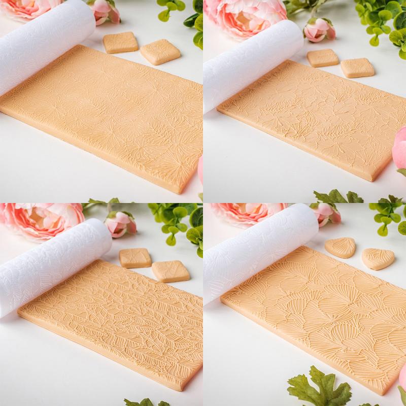 Ролик для раскатывания мягкой полимерной глины, с текстурой листа зеленого растения, прозрачный, для изготовления браслетов, серег, ожерелий, подвесок