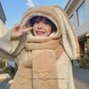 Women's Cute Plush Hat, Scarf, and Gloves Set with Big Rabbit Ears - Warm, Thickened Winter Accessories