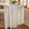 Luxe Tasseled & Jacquard Polyester Tablecloth - Rectangle Lace Dust Cover for Dining & Console Tables Home Decor