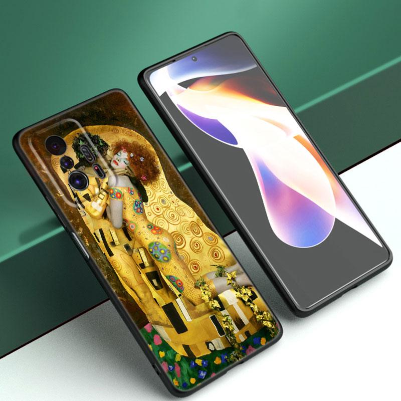 Gustav Klimt Kiss Art черный силиконовый чехол для телефона Xiaomi Mi 9 SE 8 10T 11 12 13 Lite 9T 11T 12S 12T 13T 14 Pro 5G NE 11i 12X