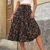 Women's Fashion Pleated Floral Print Elastic Waist Loose Lace Skirt