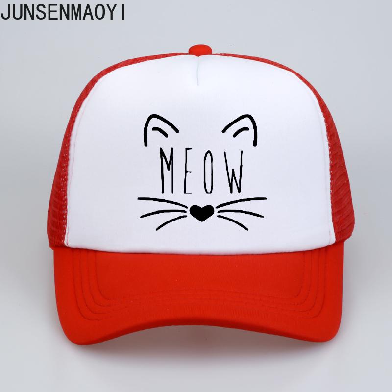 Meow print dad hat Unisex Women summer Baseball Caps Trucker Hat ForUnisex Mesh Adjustable Size snapback cap Parentchild Sun Hat