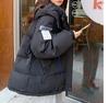 Winter  Loose Student Thicken Jacket with Hooded Fashionable Bat Sleeved White Parka Women