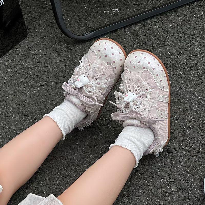 Kids Casual Slip-On Sneakers With Bow Pearl Cartoon Decor Low-Top Girls Boys Lightweight Breathable Outdoor Shoes