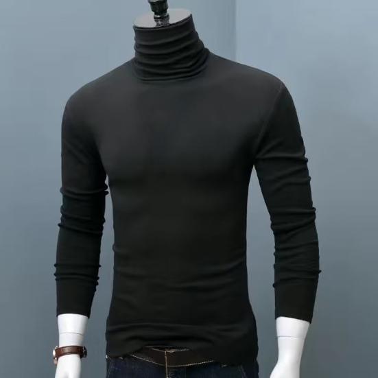 Men Turtleneck Top Long Sleeve Base Shirt Slim Fit Pullover Casual Warm Tee for Fall Winter Daily Wear Home Office