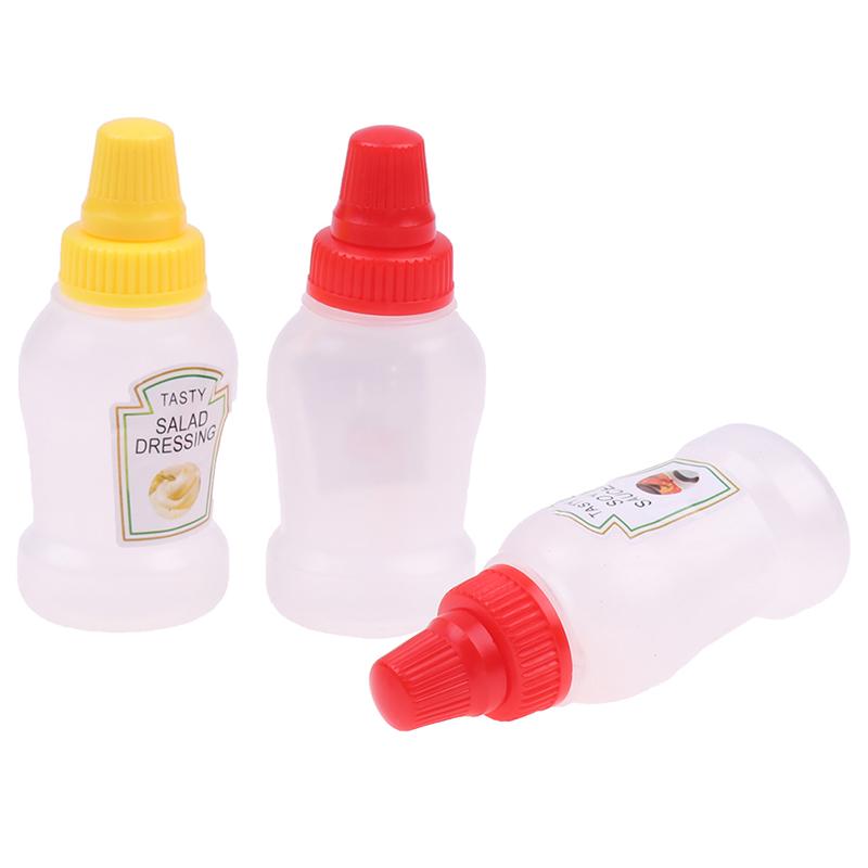 3Pcs Mini Portable Sauce Squeeze Bottle Small Bento Ketchup Bottle Plastic Sub-Bottling Seasoning Bottle Kitchen Accessories