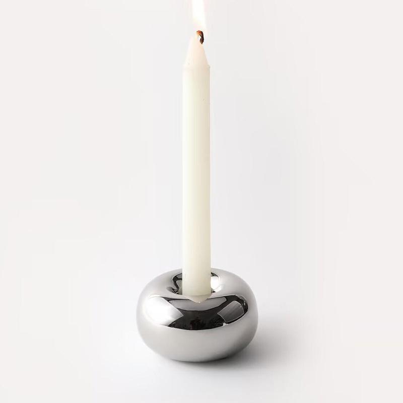 Modern Minimalist Creative Ceramic Round Candle Holder Ornaments Living Room Dining Table Bedroom Decoration