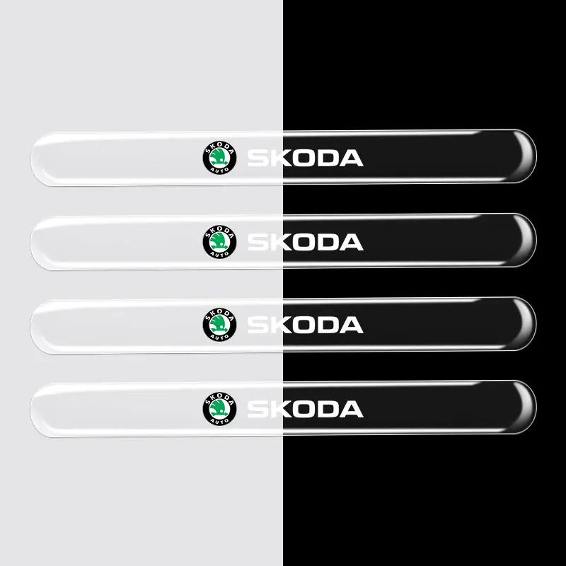 4Pcs Car Door Handle Anti Scratches Silica Gel Protection Stickers For Skoda Octavia Fabia Superb Roomster Kodiaq Led Luggage wsjn67