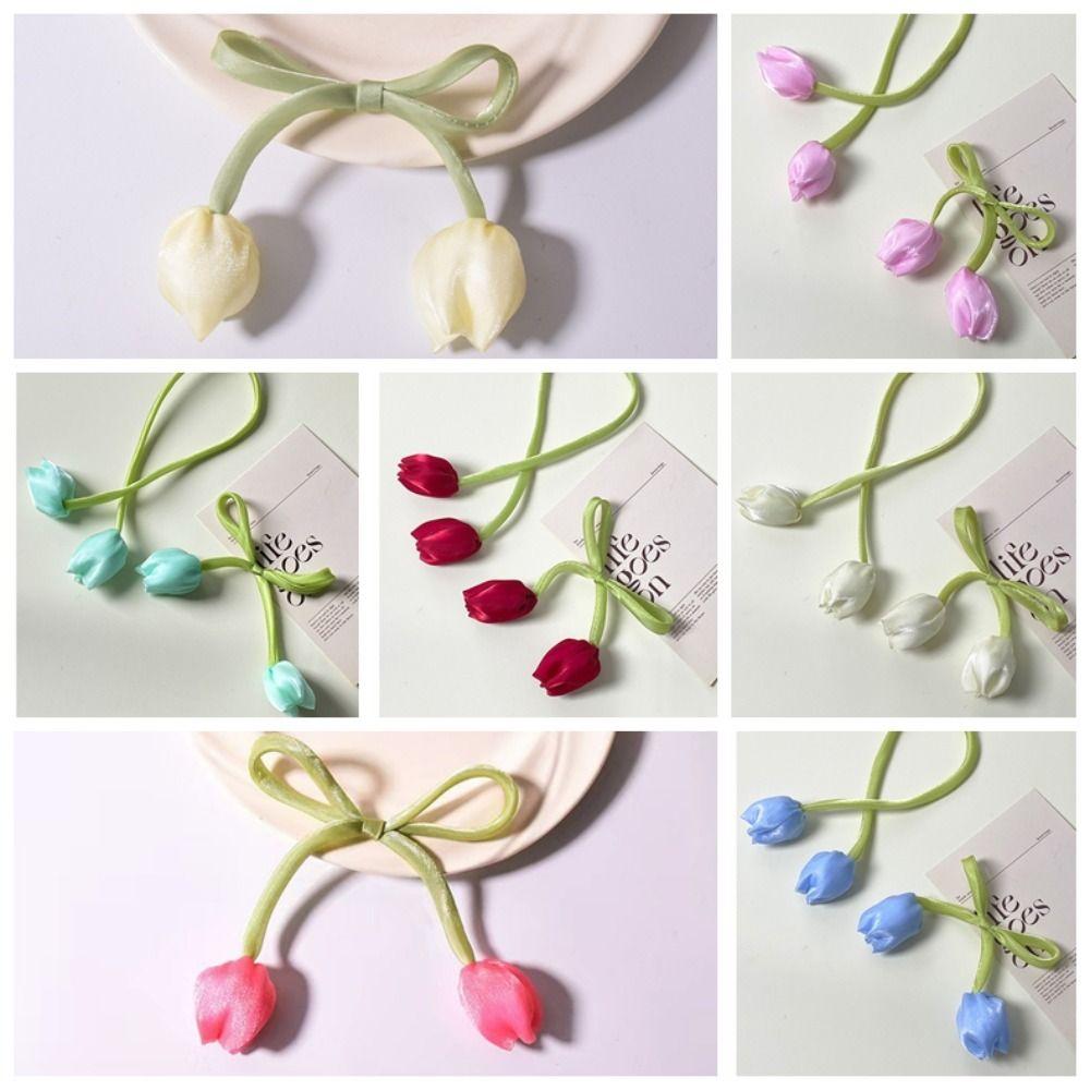 5Pcs Ornaments Tulip Lace-up Straps Sweet Hair Cord Accessories Elegant Curtain Tieback  Cake