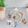 Настенный держатель для фотографий, деревянные бусины, полка для фотографий, рамка, веревка, деревенский фотодисплей для гостиной