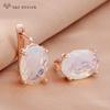Fashion Oval Rose Gold Color Egg Shape Glass Crystal Drop Earrings For Women Wedding Elegant Jewelry Cubic Zirconia Eardrop