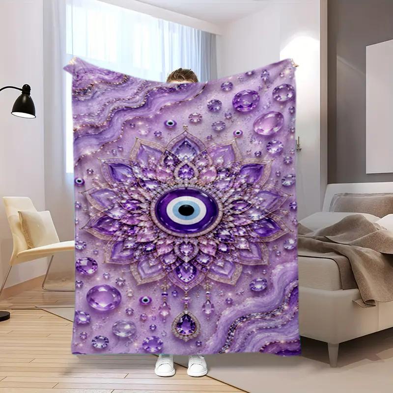 Lotus Eye Mandala Spiritual Harmony Blanket Sofa Blanket Camping Trip Machine Washable Air Conditioning Blanket Office Rest Blanket