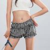 Pajama Shorts Women's Cute Baggy Style Elastic Low Plaid Boxer Bottoms Sexy Casual Summer Sleepwear