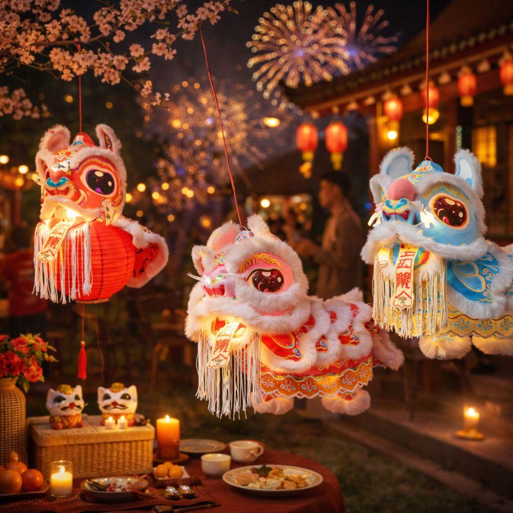 DIY Material Package Lion Dance Lantern Paper Luminous Lantern Portable Lantern  Kids Craft