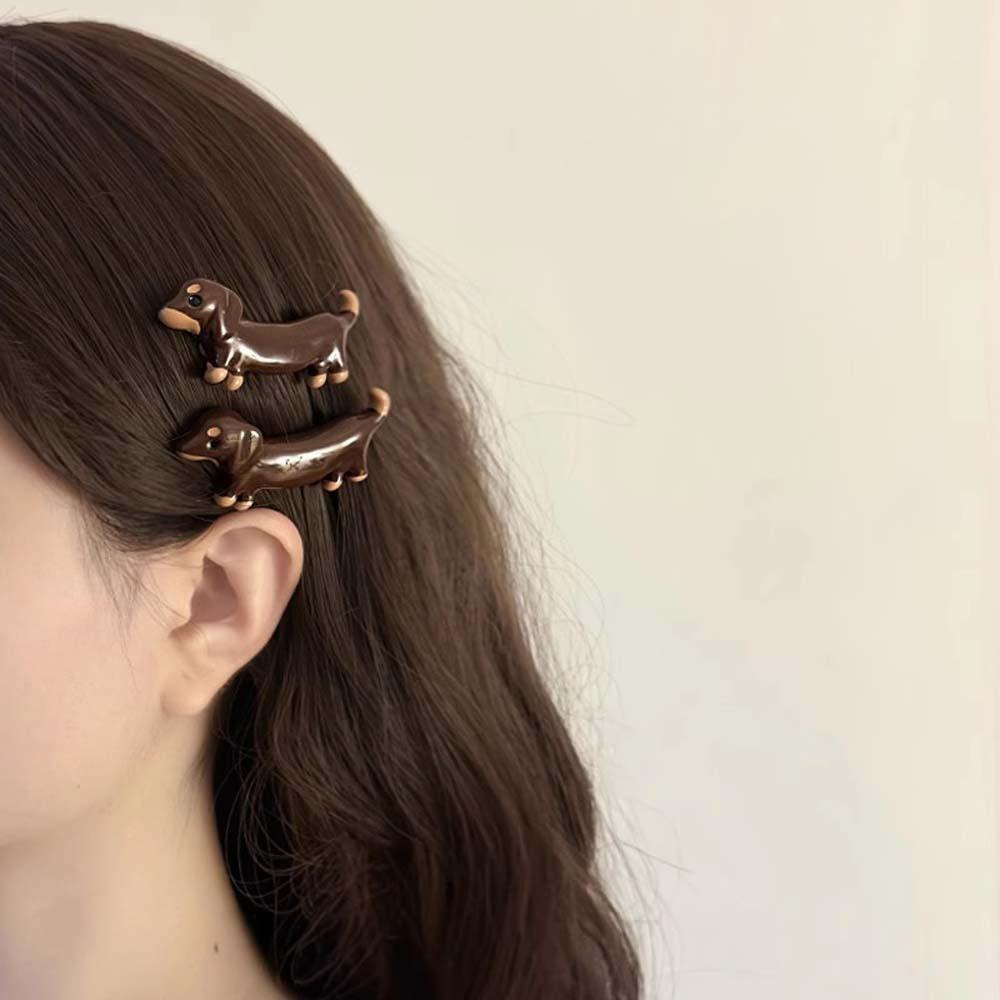 Acetic Acid Cartoon Chain Necklace Bracelet Animal Dog Hair Clip Cute Dachshund Earrings Girls