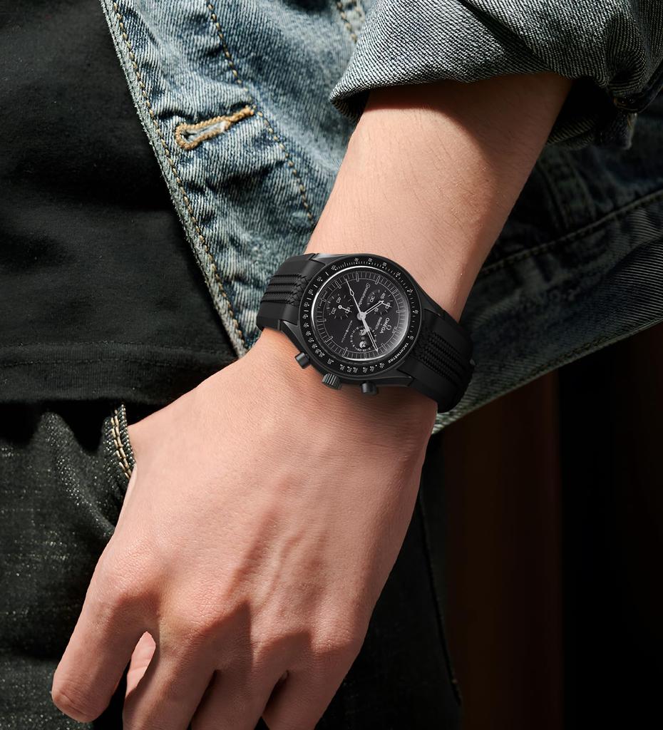 Watch Band 20mm Omega Swatch Belt Omega X Swatch MoonSwatch Speedmaster Unisex Quick Release Silicone Strap [SineMetu] (Light Pink)