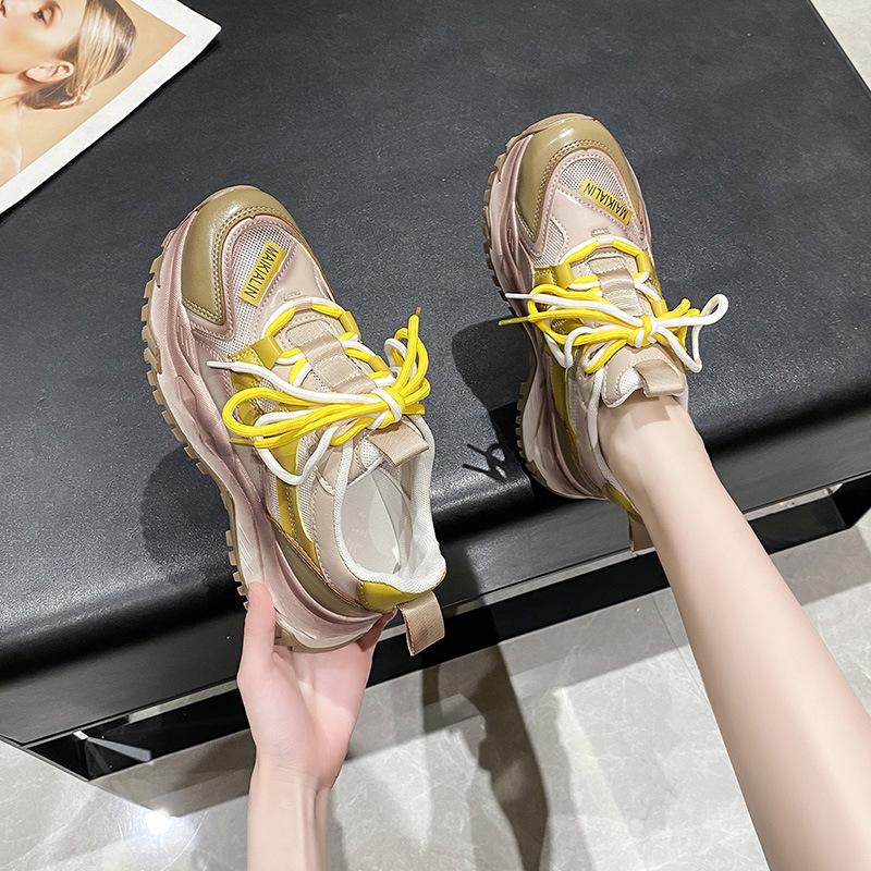 Новая женская обувь, новые массивные кроссовки, повседневная вулканизированная обувь, женские кроссовки на высокой платформе, женские осенние женские кроссовки на шнуровке