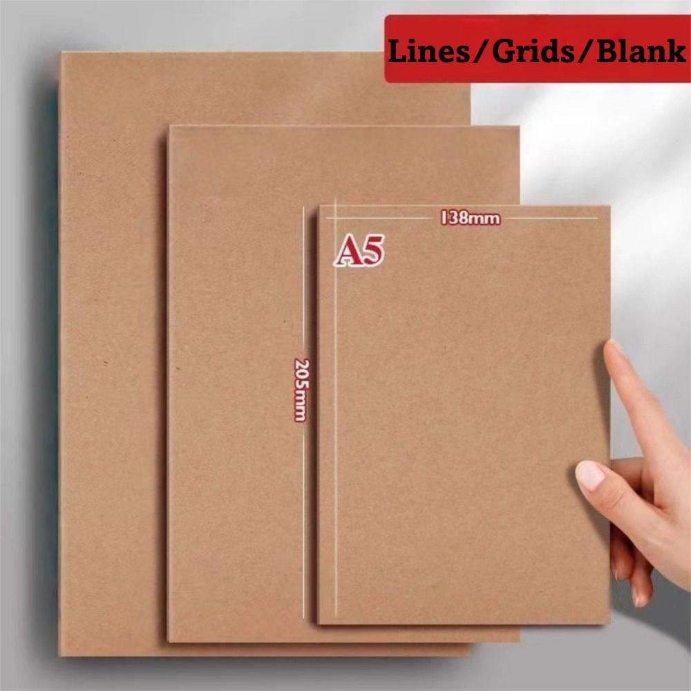 Horizontal Line Square Line Notebook A5 Blank Book Thickened Kraft Paper Notebook  Study Office
