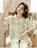 Cotton women's short sleeved seven quarter pants home suit set