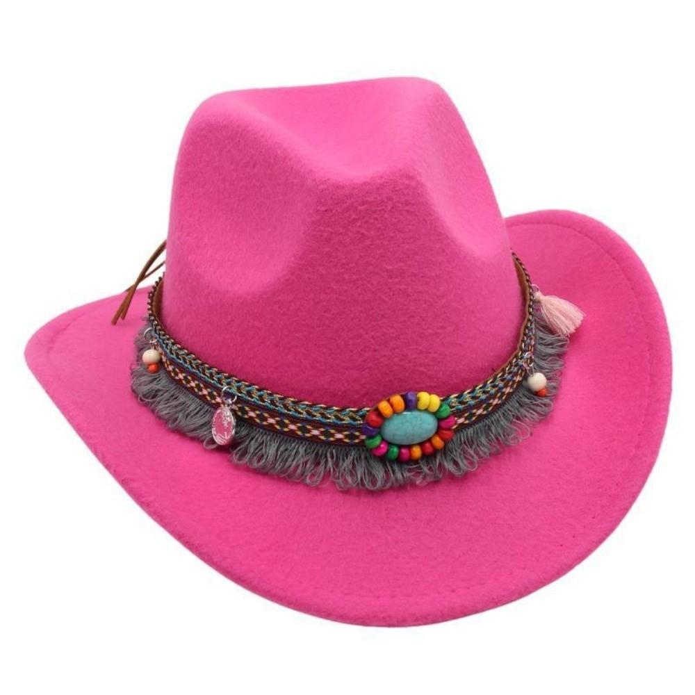 with Tassels Tibetan Style Top Hat Ethnic Style Jazz Fedora Hats Ox Head Accessories