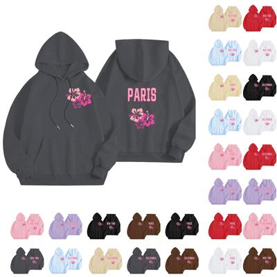 Женская спортивная рубашка с длинными рукавами, повседневная толстовка с капюшоном и карманом с надписью на шнурке