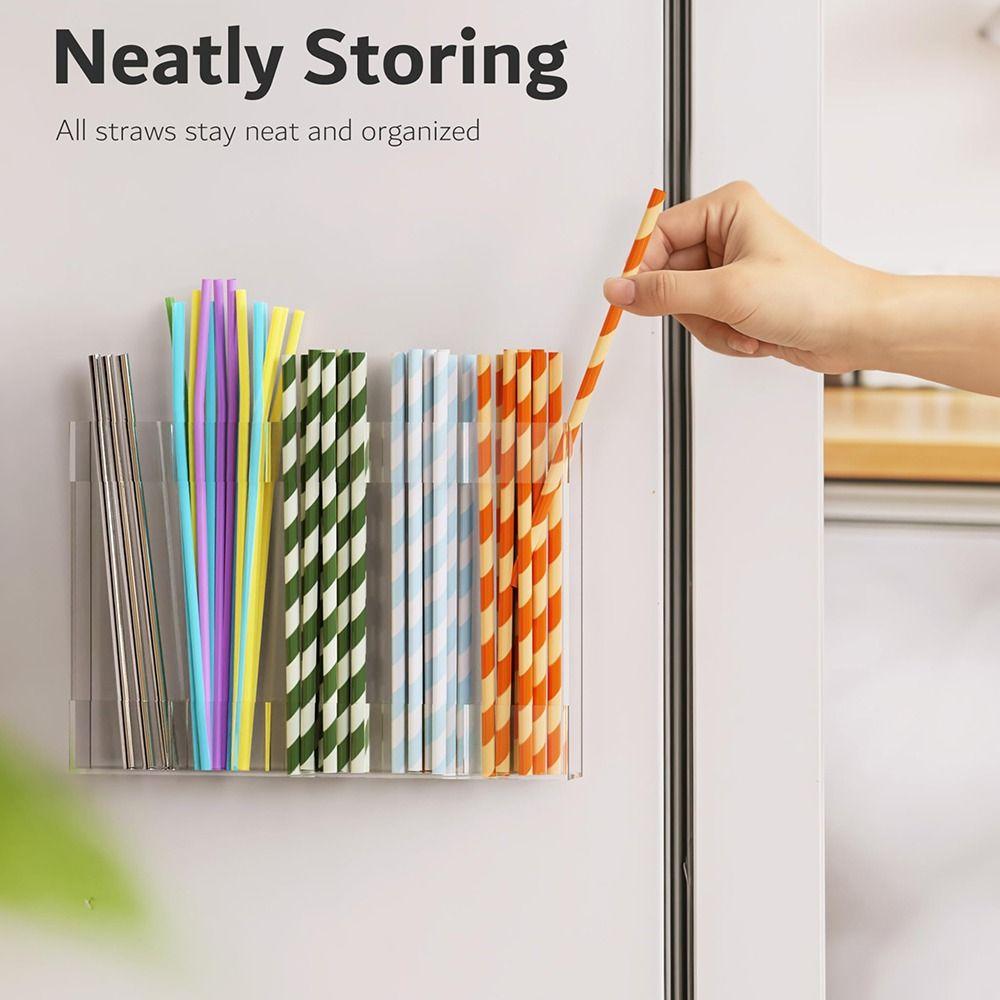 No Drilling Straw Storage Rack Reusable Cabinet Door Storage Container Restaurant Application