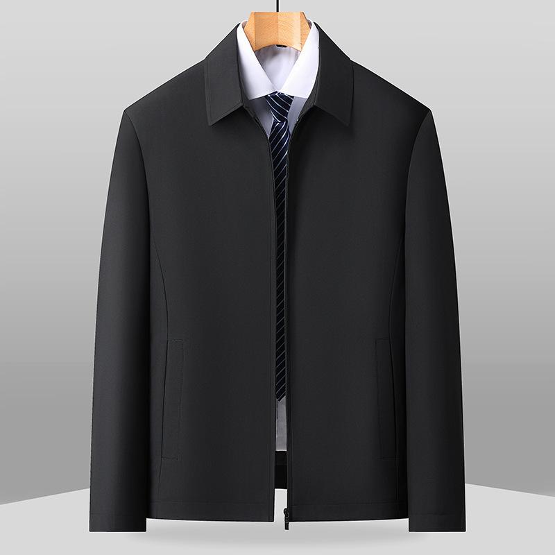 Весенне-осенняя мужская куртка для среднего и пожилого возраста, куртка-пиджак, лацканы, молния, деловая повседневная куртка, куртка папы