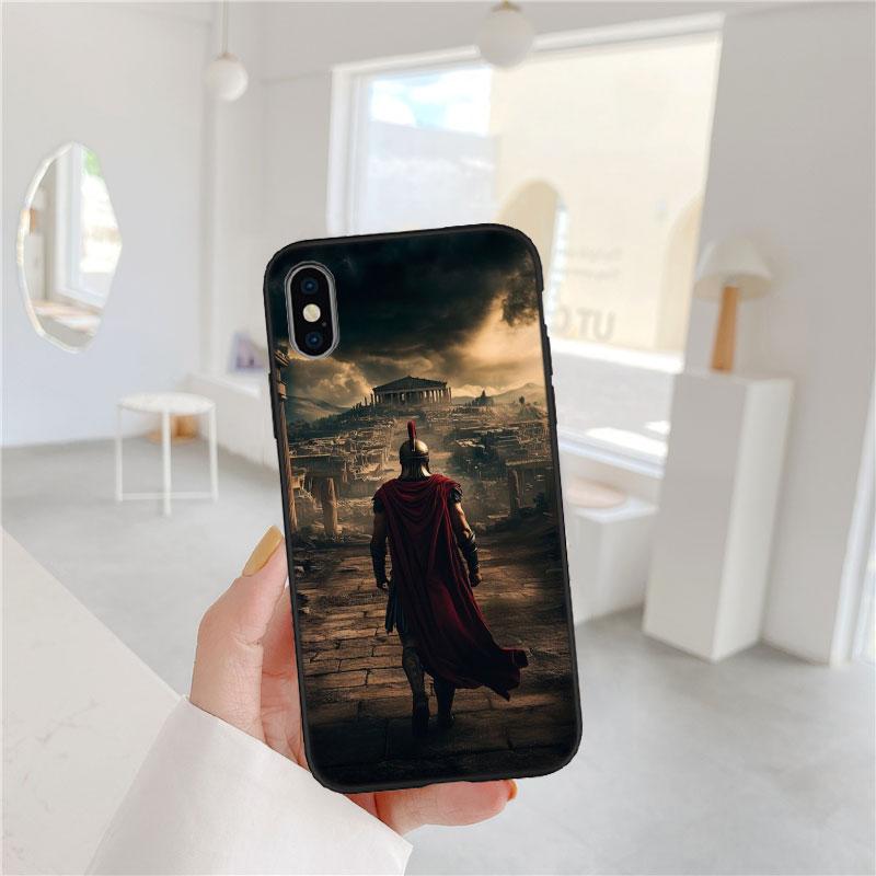 PP58 Spartan Warrior Soft Shell Phone Case for iPhone 16 15 14 13 12 Pro Max Plus Mini