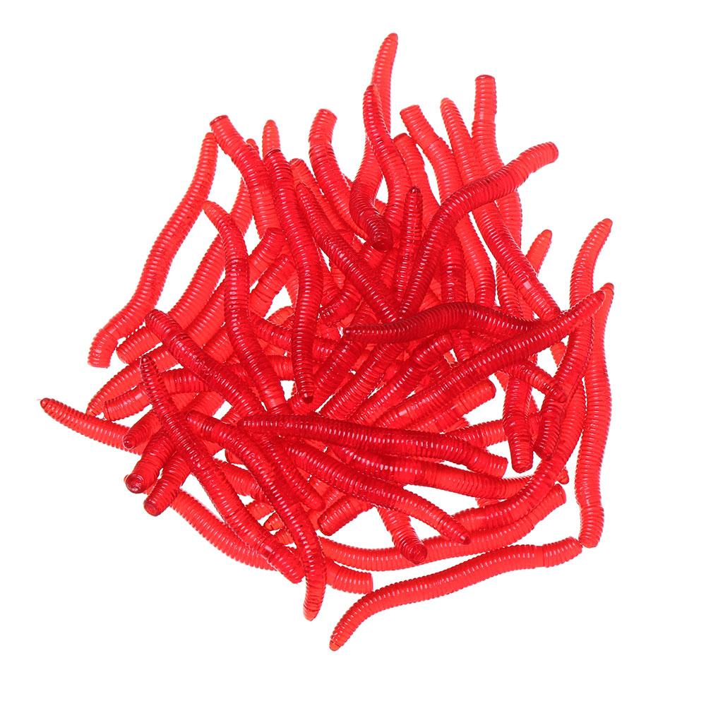 50pcs-200pcs Soft Tackle Fishy Smell Bass Fishing Lure EarthWorm bloodworm Worm Red Baits