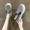 Fashion New Style Women Vulcanized Shoe Women Checkered Canvas Shoes Casual Ladies Walking Platform Shoes Slip On Loafers Sport Shoes