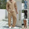 Summer Two-piece Casual Set Men's Solid Color Short Sleeved Shirt and Casual Pants Two-piece Set