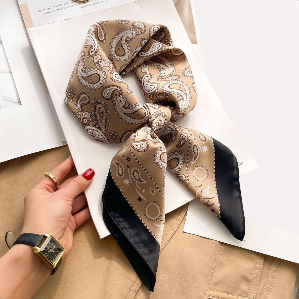 Lightweight Square Neckerchief 70x70cm Purse Scarf Versatile Headscarf for Women