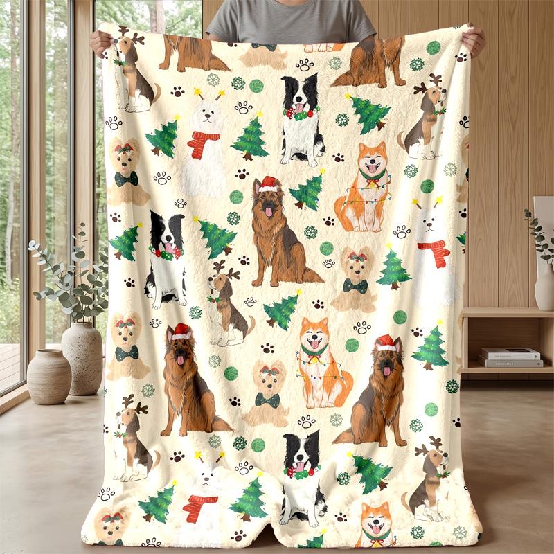 Fashionable Dog Crowd Theme blanket Lightweight Warm Flannel Blanket Decorative Throw Blanket for Home Decoration