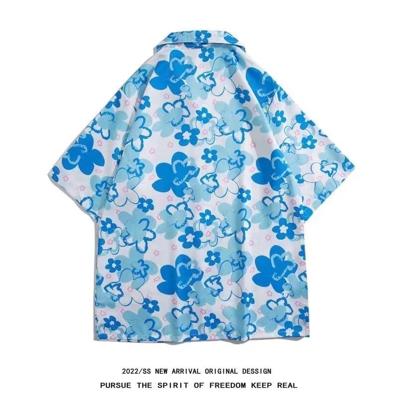 2024 Винтажная мужская рубашка, летняя повседневная студенческая свободная нишевая мужская рубашка для верхней одежды