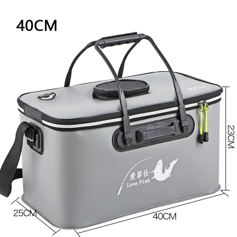 Foldable Wear-resistant Waterproof EVA Fishing Barrel Fishing Box Tools Box Optional Rechargeable Oxygen Pump 30cm/35cm/40cm/45cm/50cm Size Choices