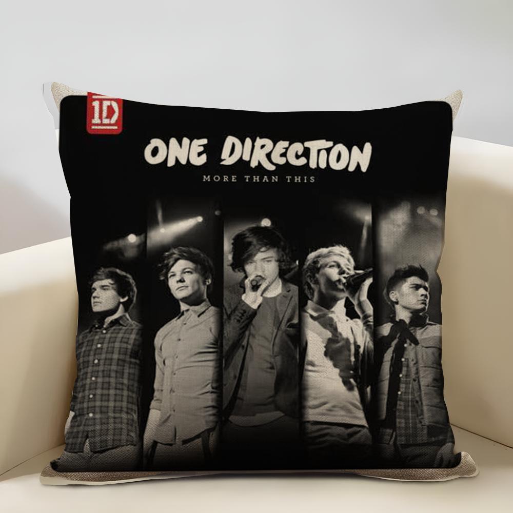 One D-D-Direction Album Cushion Household Decoration Linen Sofa Cushion Cover: Skin-Friendly & Breathable with Invisible Zipper