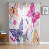 Flower And Colorful Butterfly Sheer Curtains For Living Room Bedroom Kitchen Home Decor Tulle Voile Curtains Windows Drapes